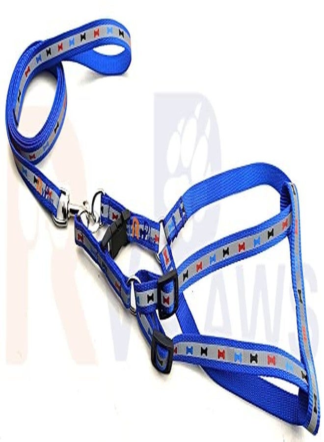 Pups&Pets Soft Nylon Printed Reflective Harness & Adjustable Buckle Leash Set with D Metal Ring for Small Dogs, Puppies, Cats, and Kittens - 15mm (Blue) - Image 4